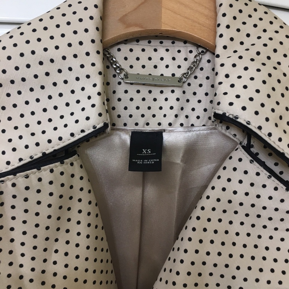 White/Black Polka dotted Trench Coat